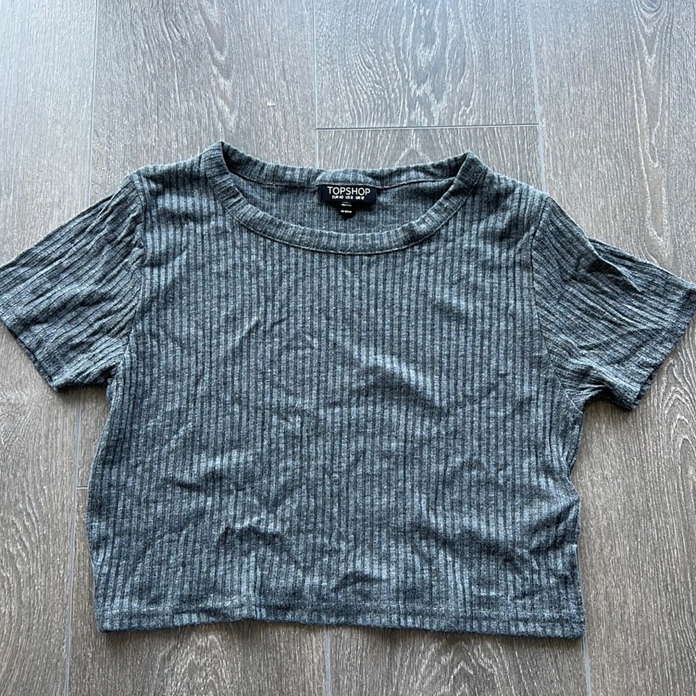 Topshop grey ribbed crop top
